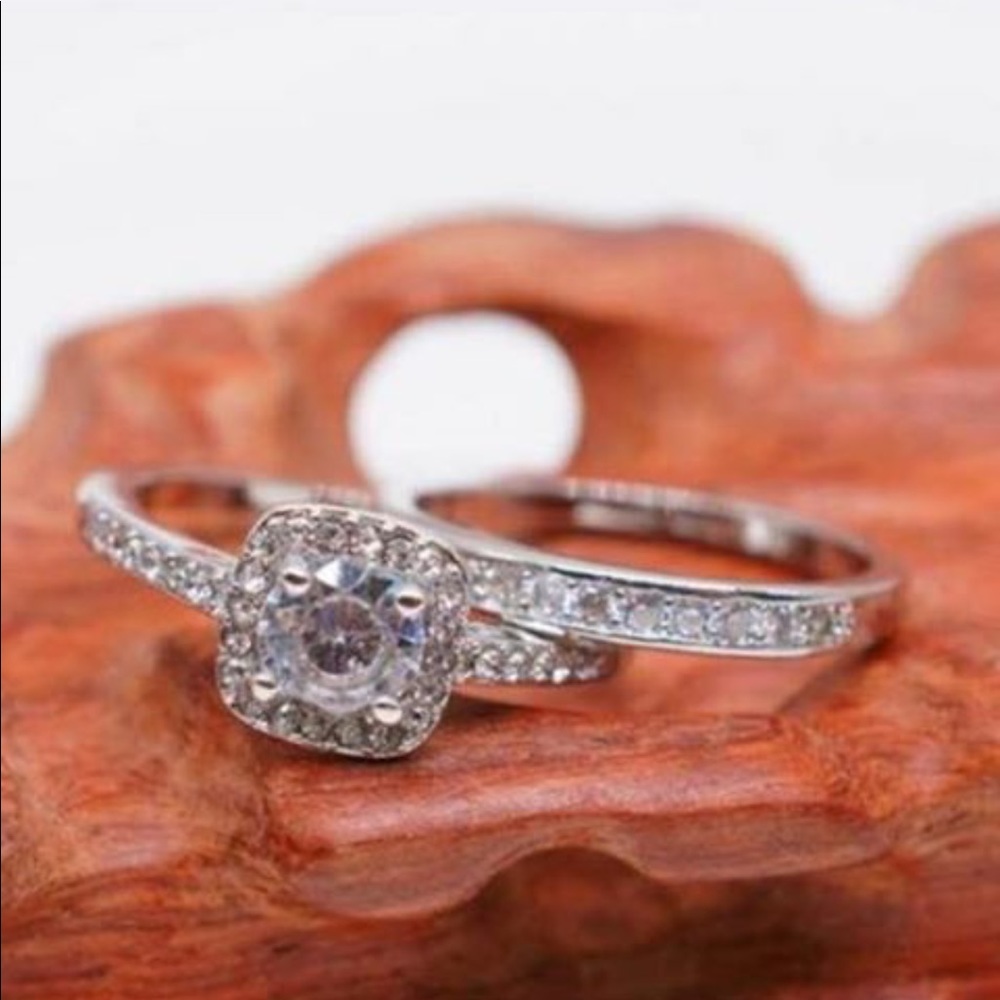 Vintage princess cut ring set